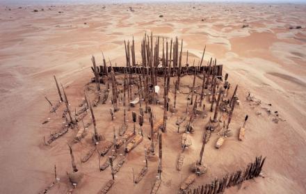 Imagen aérea del cementerio de Xiaohe.