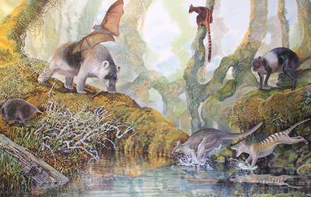 Ilustración del canguro gigante Nombe Nombe, que tiene su origen en Papúa Nueva Guinea, según un estudio publicado este miércoles.