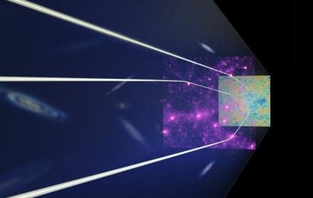 El residuo de radiación del Big Bang distorsionado por la materia oscura hace 12.000 millones de años. Imagen facilitada por la Universidad de Nagoya.