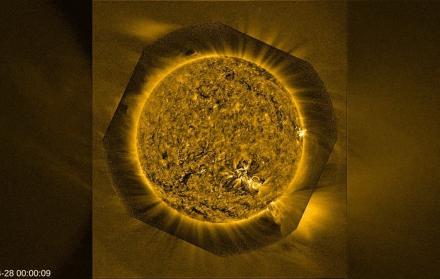 Extensión. Una pequeña escala en la base de la corona solar.