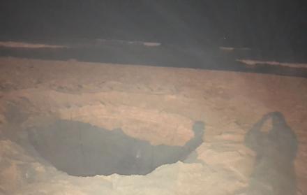 Hueco que dejó un supuesto meteorito en Punta Carnero