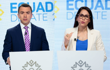 Daniel Noboa y Luisa González en el debate de segunda vuelta por las Elecciones Presidenciales 2023