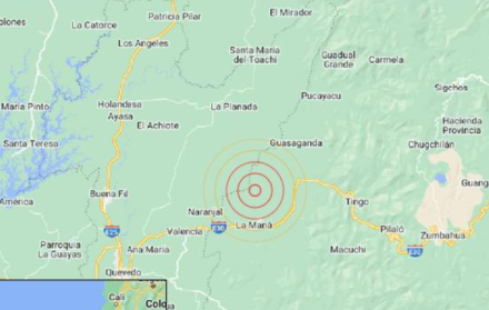 Imagen del epicentro del temblor emitida por el Instituto Geofísico.