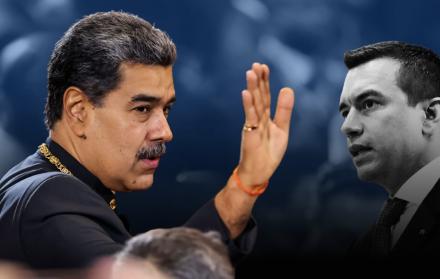 Ilustración sobre Nicolás Maduro y Daniel Noboa