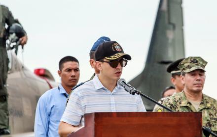 Visita. El presidente Daniel Noboa durante su visita e intervención en la provincia de Manabí.