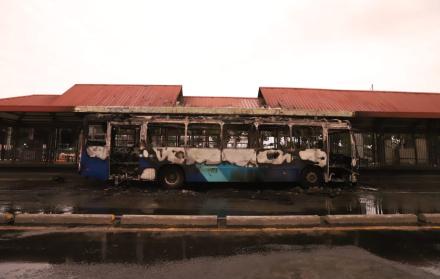 Así quedó la unidad que se quemó la tarde del pasado 18 de marzo, en Guayaquil.