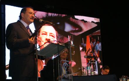 Imagen de una audiencia pública del entonces contralor, Carlos Pólit, el 5 de noviembre de 2023 en Quito.