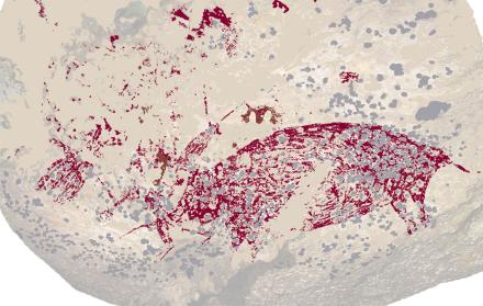 Tres figuras humanas y un cerdo pintados hace 51.200 años son el arte narrativo más antiguo