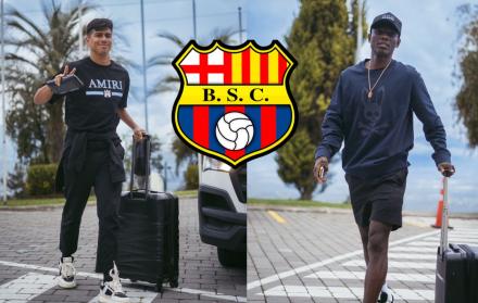 Xavier Arreaga y Janner Corozo llegando a la Casa de la Selección.