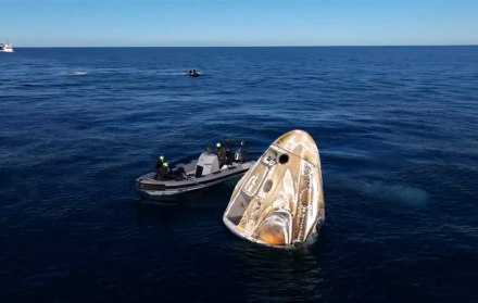 Cápsula en la que volvieron los astronautas