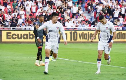Celebración de gol en el Superclásico, donde Liga de Quito se impuso 3-1 sobre Aucas.