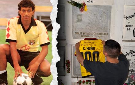 Carlos Muñoz Vergara y la camiseta del Centenario en honor a su padre.