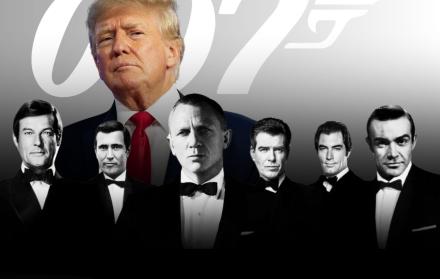 Donald Trump y los intérpretes de James Bond