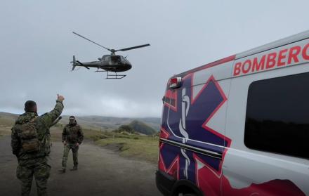 Con ayuda de un helicóptero Fennec, del Ejército Ecuatoriano, se logró culminar el rescate del cuerpo de Patricio Factos este miércoles.