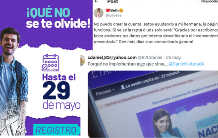 Página de Senescyt, para el registro de aspirantes a cupos en la educación superior pública presenta problemas.