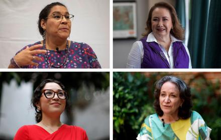 la Suprema Corte de Justicia de la Nación, Lenia Batres (arriba-i) y Yasmín Esquivel (arriba-d), y las abogadas Cynthia Ortiz (abajo-i) y Sara Irene Herrería (abajo-d), en Ciudad de México (México).