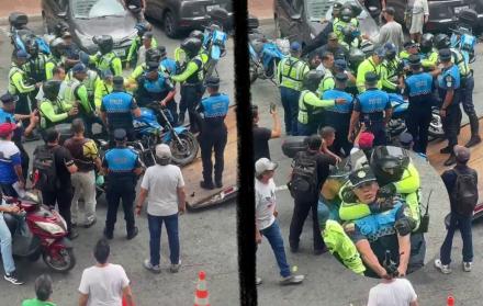 Pelea ATM y agentes metropolitanos