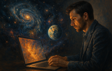 Hombre generando imágenes a través de textos