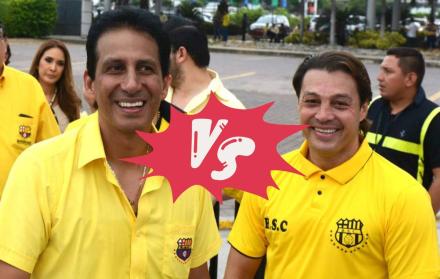 José Cevallos y Carlos Alfaro Moreno ex jugadores y expresidentes del Barcelona SC.
