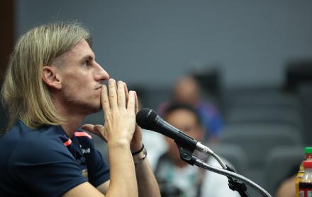 El director técnico de la Tricolor, Sebastián Beccacece, en rueda de prensa.