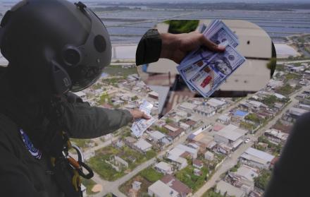 billetes Plan Recompensa volantes helicóptero militar seguridad Durán 13 jun 25 API