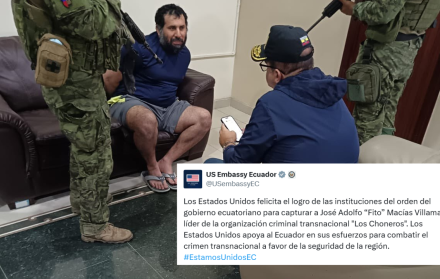 Adolfo Macías, alias Fito, fue capturado. La Embajada de Estados Unidos reiteró su apoyo a Ecuador.