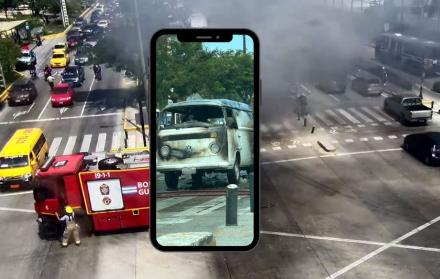 carro incendio avenida del Bombero Los Ceibos 27 junio 2025 CORTESÍA