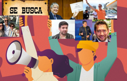 Imagen referencial de se busca líderes políticos en Ecuador. Con fotos de excandidatos presidenciales y expresidentes.