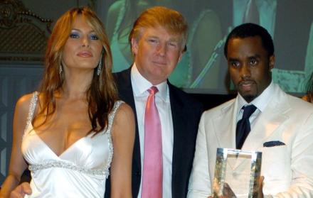 Melania y Donald Trump junto Sean 'Diddy' Combs