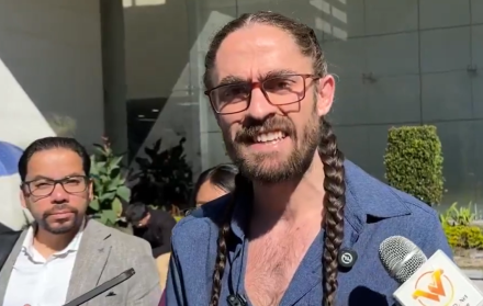 Pedro Bermeo, representante de Yasunidos, habla sobre la acción de protección colocada contra el Estado, el 7 de julio del 2025.