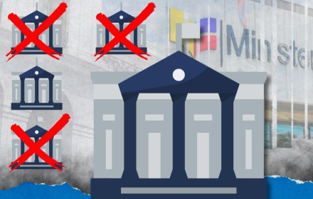 Imagen representativa de la eliminación de seis ministerios en Ecuador. Eran 20 y ahora serán 14, por decisión del Gobierno de Daniel Noboa.