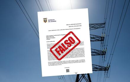 El Ministerio de Energía y Minas de Ecuador desmintió la autenticidad de una supuesta comunicación oficial dirigida al presidente Daniel Noboa
