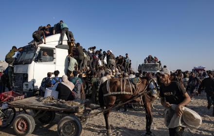 Palestinos en el sur de la Franja de Gaza