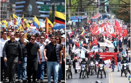 El mensaje fue difundido mientras Noboa lideraba una marcha desde el puente del Guambra hasta la sede de la Corte Constitucional