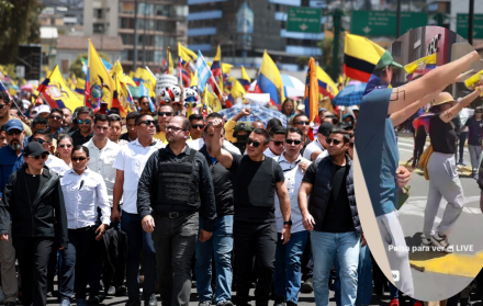 En la marcha convocada por el presidente Daniel Noboa hubo jóvenes haciendo el saludo nazi.