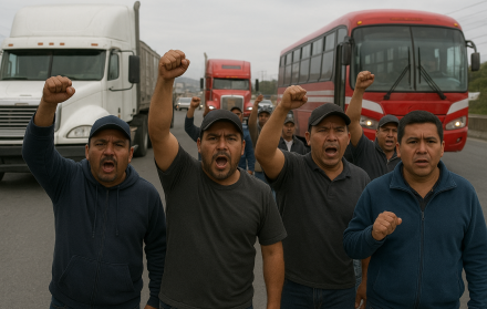 Foto referencial sobre la paralización convocada por transportistas en Ecuador.