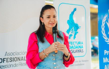 La prefecta del Guayas, Marcela Aguiñaga, respondió  a las declaraciones de Luisa González, presidenta del movimiento Revolución Ciudadana.