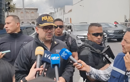 Ministro del Interior, John Reimberg, desde Latacunga