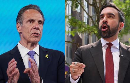 Andrew Cuom (i) y Zohran Mamdani.