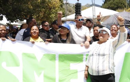 La ministra de Gobierno, Zaida Rovira, fue una de las primeras funcionarias en asistir a la concentración que respalda a Daniel Noboa, en medio del paro nacional.