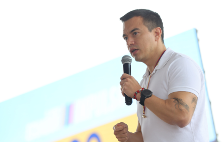 El presidente Daniel Noboa en un reciente evento en Anconcito.