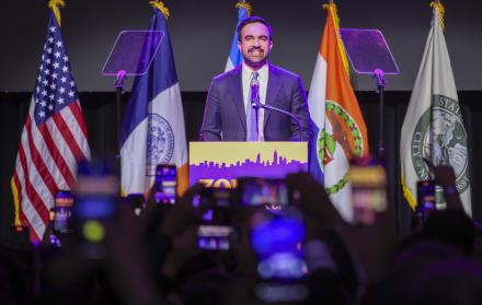 Zohran Mamdani, alcalde electo de la ciudad de Nueva York, pronuncia un discurso durante una fiesta celebrada la noche de las elecciones