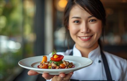chef con un plato de comida