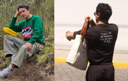 Jorge Barrionuevo junto a uno de los diseños de su marca.