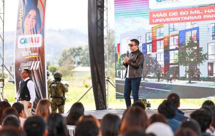 El presidente Daniel Noboa presentó este 14 de noviembre, desde la Escuela Superior Politécnica de Chimborazo (Espoch), el programa 'Casa U',