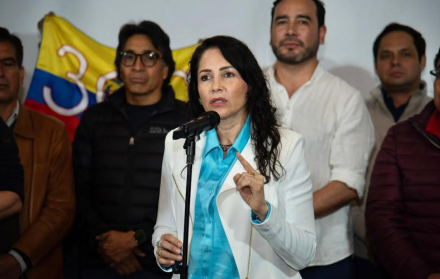 Luisa González, en la sede de la Revolución Ciudadana en Quito.
