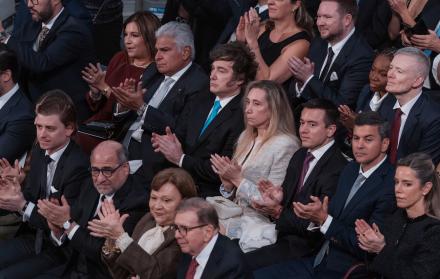 El presidente Daniel Noboa asistió a la entrega a la premio Nobel de la Paz, María Corina Machado.