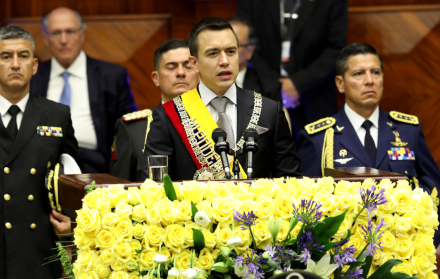 Daniel Noboa durante discurso presidencial