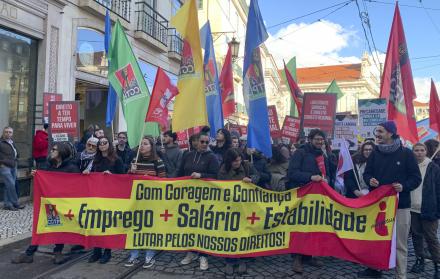 manifestación contra el proyecto de reforma laboral en Portugal.