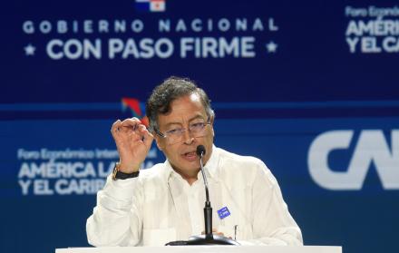 El presidente de Colombia, Gustavo Petro, habla durante el Foro Económico Internacional América Latina y el Caribe 2026.